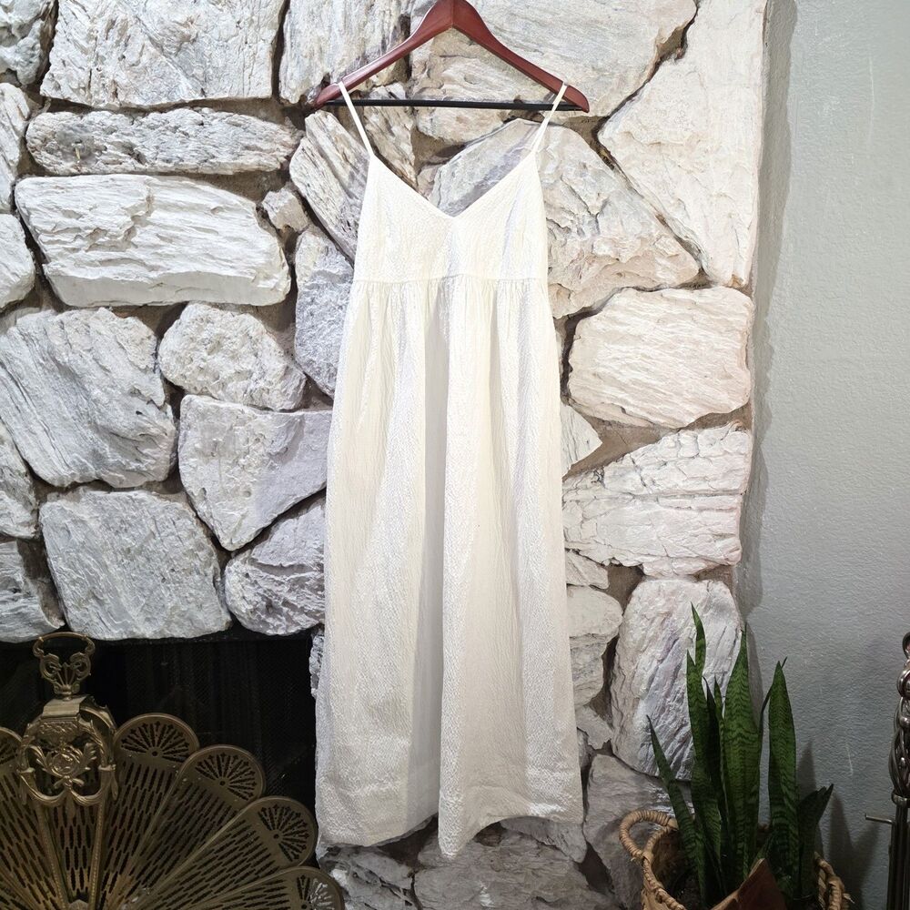 A New Day Maxi Crickle Dress White Women's Size Small Sleeveless Vacay Beachy